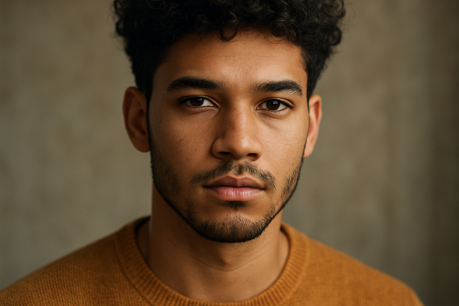 Uma pessoa sorridente usando um fone de ouvido e interagindo com uma interface holográfica de IA, enquanto símbolos de diferentes idiomas flutuam ao redor.